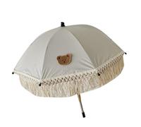 Dpofirs Ombrellone da Spiaggia per Bambini, Adorabile Motivo a Orsetti, Parasole con Nappe per Giocare All'aperto, Tessuto Non Tessuto (Reticolo dell'orso delle nappe)