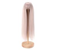 Dpofirs Parrucca per Bambola, Parrucca Lunga e Diritta con Frangia Capelli Sintetici Realistici per Bambola 1/4 Circonferenza della Testa 18,5-21 Cm (Rosa grigio chiaro)