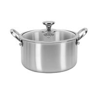 Dpofirs Pentola con Base Triplo Strato da 26 Cm con Coperchio in Vetro | Pentola multiuso per zuppe, uso domestico in , manici cavi antiscottatura, lavabile in lavastoviglie