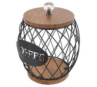 Dpofirs Portacapsule Caffè con Base in Legno, Forma di Frutta (BLACK) | Elegante cestino portacialde per caffè, filo metallico resistente alla ruggine, con coperchio per l\'organizzazione del