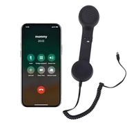 Dpofirs Ricevitore per Telefono retrò di Tipo C, Adattatore per Linea Fissa Stile Vintage, Compatibile con Telefoni Cellulari, Altoparlante per Microfono Incorporato (BLACK)