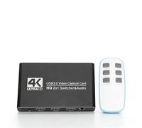 Dpofirs Scheda di Acquisizione HDMI 4K per Streaming, Giochi, Commutazione Doppio Ingresso, 4Kat.60Hz, Scheda di Acquisizione Audio Video con Telecomando