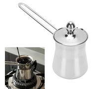 Dpofirs Set da Caffettiera Turca 2 Pezzi | Testa di Caffettiera da 15 Once in Acciaio Inossidabile per la Stufa, Design a Manico Lungo