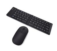 Dpofirs Set Pieghevole con Tastiera e Mouse Wireless (BLACK) | 66 Tasti 3 modalità di Digitazione Silenziosa Combo Ricaricabile, Kit Tastiera Bluetooth Multidispositivo per Laptop Tablet