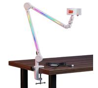 Dpofirs Supporto per Microfono RGB, Braccio Regolabile Professionale con 22 modalità di Illuminazione e Rotazione di 360 Gradi per la Registrazione del Microfono del Computer