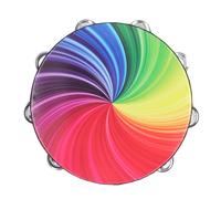 Dpofirs Tamburo a Mano 10 Pollici Campana a Doppio Strato Tamburello PET Tamburo con Parte Superiore in Tessuto Oxford Corda per Feste di Compleanno Chiesa Karaoke Colore Abbagliante Colorato,