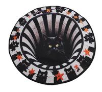 Dpofirs Tappeto Rotondo 3D Illusion, Tappeto da Pavimento con Gatto | Tappeto per illusione ottica, decorazione per la casa di Halloween, tappetino per l\'accento dell\'ingresso, velluto