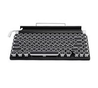Dpofirs Tastiera da Scrivere Meccanica Wireless, Retroilluminazione a LED a 14 modalità, BT USB C Dual Mode, Keycap Rotondo Punk Scambiabile Calda, Telaio Metallico, Supporto per il Laptop (BLACK)