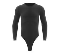 dPois Balletto Body da Uomo Danza Classica Moderna Bodysuit da Ballo Latino Americano Tango Tuta Intera da Ginnastica Pattinaggio Artistico Costume da Danza Samba Rumba Nero L