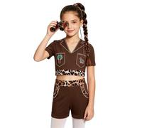 dPois Bambini Costume Da Esploratrice Della Giungla Per Bambine Selvaggia | Strass Scintillanti,Vestizione Di Cosplay Per Halloween,Shorts In Stile Esploratore Della Giungla,Costume,Costumi,Gioco Ruolo