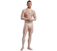 dPois Body da Uomo Sexy Hot Cavallo Aperto Fishnet Bodystocking Trasparente Intimo Erotico Indumenti da Notte Sexy Hot per Sesso Leotard Aderente Maniche Lunghe Nightwear Nudo M