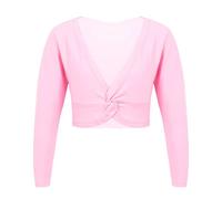 dPois Cardigan Bambina Maglioncino a Manica Lunga Scaldacuore Coprispalla Incrocio Top da Danza Classica Bolero da Balletto Ginnastica Ballerina Jazz Danza Moderna Rosa 1-6 Anni
