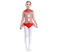 dPois Costume Carnevale Bambina Costume Domatrice Circo Senza Maniche Balletto Leotards da Ballo Latino Danza Classica Costume da Showman Maestro del Circo per Halloween Rosso 5-6 anni
