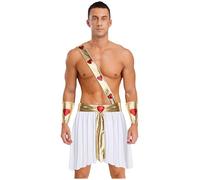 dPois Costume da Cupido Uomo Costumi Dio dell'Amore per San Valentino Abito Toga Dio Greco Romano Vestito da Gladiatore Romano Costumi Carnevale Festa di Halloween Natale Bianco XXL