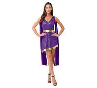 dPois Costume Romano Donna Vestito Toga Greca Romana Antica Abito da Imperatrice Imperiale Vestiti Dea Greca Atena Olimpia Costume Carnevale Festa di Halloween Viola M