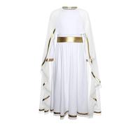dPois Costume Vergine Maria Bambina per Carnevale Natale Festa di Halloween Vestito da Natalizio Abito da Dea Greca Romana Costume Rappresentazione della Natività Bianco 7-8 anni
