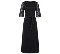 dPois Donna Vestiti Eleganti da Cerimonia Abito Cocktail da da Nuziale | Elastico,Manica 3/4,Outfit Ospite Nozze Con Ricamo,Della Sposa,Cerimonia In Chiesa,Festa Sera,Club Cocktail,Abbigliamento