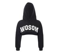 dPois Felpa Bambina con Cappuccio Corta Lettera Stampata Crop Top da Danza Hip Hop Jazz Ballo di Strada Sweat Hood Sweatshirt Maglietta Sportiva Streetwear Sportswear Nero 5-6 Anni