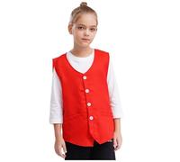 dPois Gilet Casual Bambini Ragazzi Gilet da Volontario Smanicato in Tinta Unita Veste Canotta Scollo a V Waistcoat Gilet da Lavoro Uniforme per Attività di Volontariato Rosso 9-10 anni
