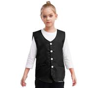 dPois Gilet Casual Bambini Ragazzi Gilet da Volontario Smanicato in Tinta Unita Veste Canotta Scollo a V Waistcoat Gilet da Lavoro Uniforme per Attività di Volontariato Nero 9-10 anni