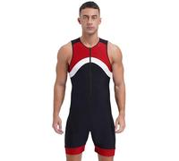 dPois Gilet da Sollevamento Pesi per Uomo Tuta Intera Corta per Triathlon Body da Wrestling Tuta Sportiva da Ginnastica Corsa Running Jogging Tuta da Nuoto Estivo Swimwear Rosso M