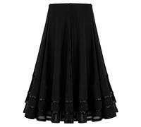 dPois Gonna Flamenco Bambina Gonne da Danza Moderna Latina Skirt Swing Gonna da Pattinatrice Ballerino Elastico in Vita Costumi di Ballo da Sala Samba Rumba Dancewear Nero 9-10 Anni