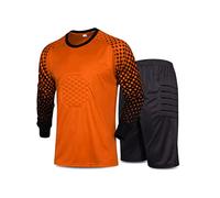 dPois Maglia da Portiere di Calcio Uomo Completo Completino Calcio Calcetto Tuta da Ginnastica Uniformi da Calcio Basket Pallacanestro Goalkeeper Jersey Pantaloncini Arancione XXL