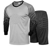 dPois Maglia da Portiere di Calcio Uomo Completo Completino Calcio Calcetto Tuta da Ginnastica Uniformi da Calcio Basket Pallacanestro Goalkeeper Jersey Pantaloncini Grigio XL