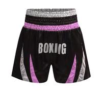 dPois Pantaloncini Muay Thai MMA Kick Boxing Bambino Ragazzo Pantaloncino Boxe Pantaloncini da Combattimento per Muay Thai Grappling Cage Fighting Fight Shorts Trunks Rosa&Argento 7-8 Anni