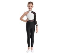 dPois Ragazze Ginnastica Leotards Body Ginnastica Artistica Monospalla Tuta Intera da Pattinaggio Artistico con Strass Tutina Jumpsuit Sportiva da Allenamento Danza Yoga Bianco 15-16 anni