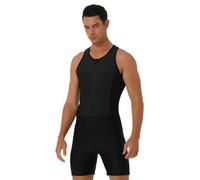 dPois Tuta da Triathlon da Uomo Costume da Bagno Rash Guard Body da Wrestling Tuta Intera da Ciclismo Classica Tri Suit Sleeveless Skinsuit Muta da Nuoto Subacquea per Allenamento Nero A XL