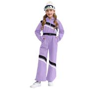 dPois Tuta Intera Sci Bambina Tuta da Neve Ragazza Tuta Sportiva Esterno Overall Impermeabile Jumpsuit con Cappuccio Body con Cintura Pagliaccetto Sportivo Snowsuit Viola chiaro 13-14 anni