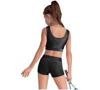 dPois Tuta Sportiva da Allenamento Bambina Lucida Completo Sportivo da Ginnastica Artistica Crop Top Canotta Reggiseno Sportivo + Pantaloncini Sportivi Shorts Tracksuit