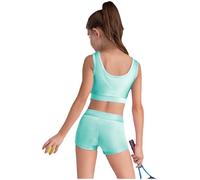 dPois Tuta Sportiva da Allenamento Bambina Lucida Completo Sportivo da Ginnastica Artistica Crop Top Canotta Reggiseno Sportivo + Pantaloncini Sportivi Shorts Tracksuit
