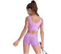 dPois Tuta Sportiva da Allenamento Bambina Lucida Completo Sportivo da Ginnastica Artistica Crop Top Canotta Reggiseno Sportivo + Pantaloncini Sportivi Shorts Tracksuit