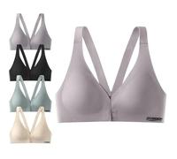 Dpptgh Deep V Minimizer Front Closure Push-Up Wireless Bra, Lightweight Push up Comfort Front Clasp Bralette for Women(Purple,XL)