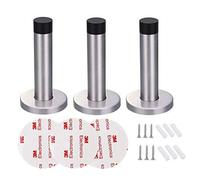 Dproptel, fermaporta in acciaio INOX con cuscinetto in gomma per paraurti, colore argento cromato, resistente, confezione da 3 (9,5 cm)