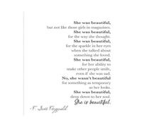 DPURPIWADY Classic Literary Quote Art Print She Is Beautiful Canvas Wall-Art for Study Library Home Office Vintage Decor(Framed,16x24inch(40x60cm))
