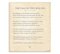 DPURPIWADY Encouragement Wall Art, Parable of Two Wolves Quote Print, Positive Affirmation for Classroom, Counselor Office, Gift for Graduates(Unframed,12x18inch(30x45cm))
