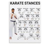 DPURPIWADY Essential Karate Stances Guide Poster Martial Arts Studio Canvas Wall-Art(Framed,16x24inch(40x60cm))