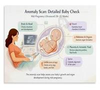 DPURPIWADY Mid Pregnancy Ultrasound Anomaly Scan Guide Educational Poster for Sonographer Radiologist OB GYN Office Reference(Framed,12x18inch(30x45cm))