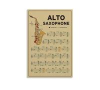 DPURPIWADY Music Theory Poster for Alto Sax - Fingering Chart with All Notes & Basic Scales, Beginner's Reference Guide, Canvas Wall Art for Musician's Room (Unframed,16x24inch(40x60cm))