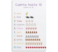DPURPIWADY Numbers 1 to 10 Bilingual Poster for Educational Counting Chart Classroom Decor Learning Wall-Art for Bedroom Playroom(Framed,12x18inch(30x45cm))