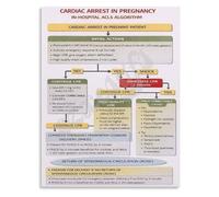 DPURPIWADY OBGYN Emergency Poster ACLS for Cardiac Arrest in Pregnancy Management Guide for Simulation(Framed,12x18inch(30x45cm))