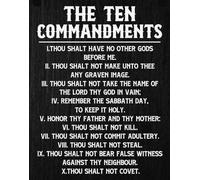 DPURPIWADY Rustic Ten Commandments Wall Art, Christian Inspirational Bible Verses Poster, Religious Scripture Sign for Home Office, Church, Man Cave Decor(Unframed,12x18inch(30x45cm))