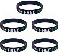 DPWOUM 5 braccialetti con bandiera della Palestina, braccialetto della Palestina per uomini e donne, braccialetto in silicone con bandiera israeliana, supporto con bandiera israeliana, da uomo,
