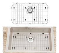 DPZM Griglia per lavello in acciaio inox, 58 x 33 cm, protezioni per lavello da cucina, protezione per lavello con scarico posteriore per vasca singola, griglia inferiore per lavello, griglia