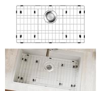 DPZM Griglia per lavello in acciaio inox, 66 x 36 cm, protezioni per lavello per lavello da cucina, protezione per lavello con scarico posteriore per vasca singola, griglia inferiore per lavello,