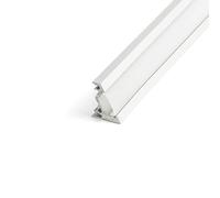DQ-PP Profili LED in alluminio | angolo 30 gradi | 2 m | alluminio anodizzato | copertura in vetro smerigliato | 4 clip e senza tappi terminali | listello in alluminio per strisce LED