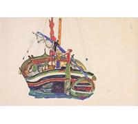 DQCJIYIGL Dipinti Famosi Painting Quadri Tela Mural Dipinto Barco de pesca Trieste de Egon Schiele per Decorazioni per la Casa 60x90cm